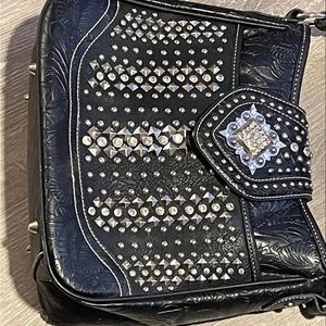 Montana West-Black-Rhinestone Studded-Concealed Carry-Shoulder Bag!
